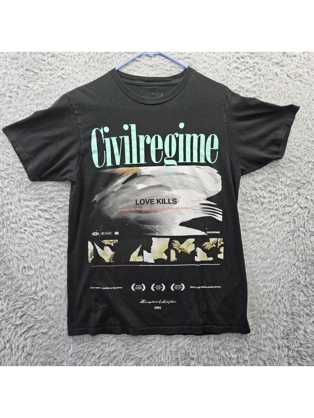 Civil Regime T Shirt Love Kills Men Medium Soft Black Cotton